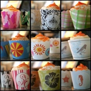 An assortment of cupcake wrappers An assortment of cupcake wrappers