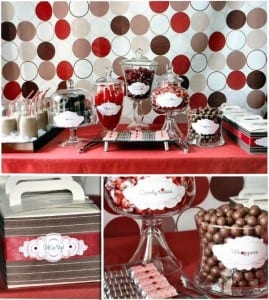 Dessert table Candy table in red and brown