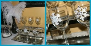 Let it snow 2 The wine glasses with snowflake stickers