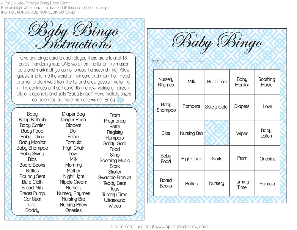 Free Girl And Boy Baby Shower Bingo Printables From A Party Studio Catch My Party