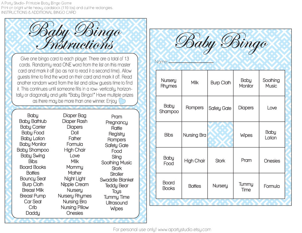 FREE Girl And Boy Baby Shower Bingo Printables From A Party Studio 