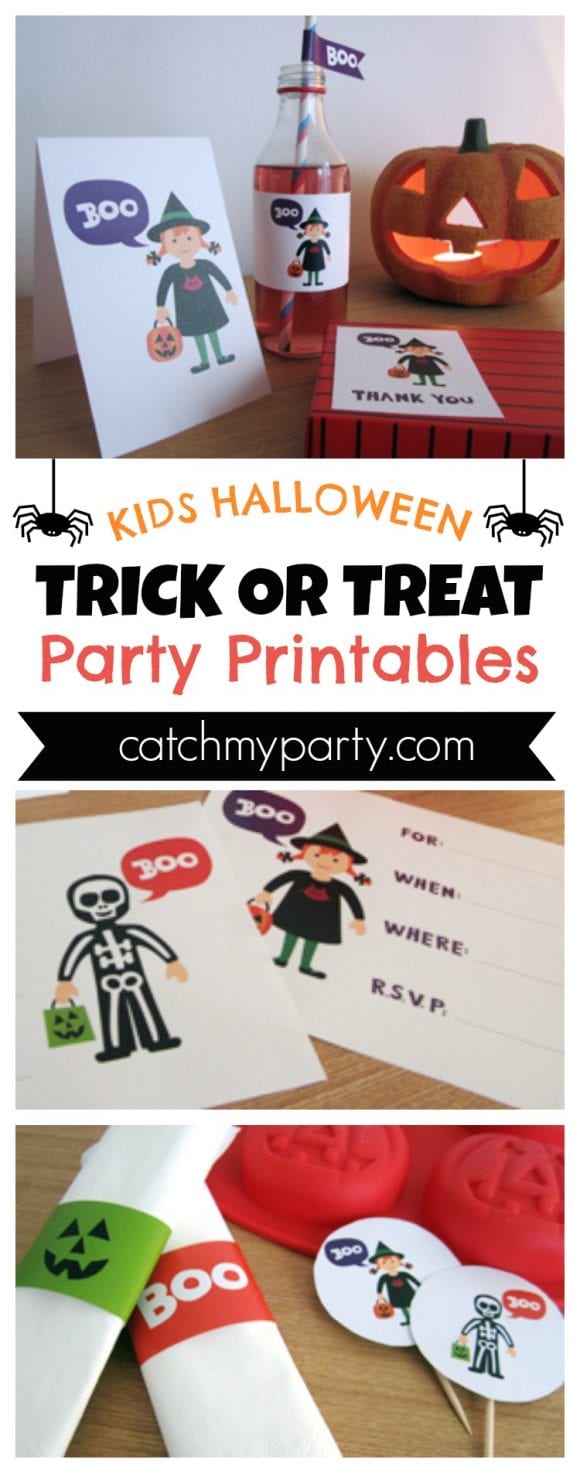 Kids Halloween Trick or Treat Party Printables | CatchMyParty.com