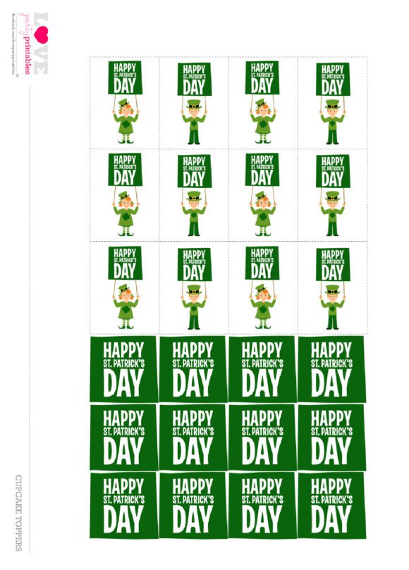 FREE St. Patrick's Day Party Printables for Kids -Cupcake Toppers