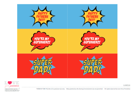 Free Superhero Fathers Day Printables - Labels
