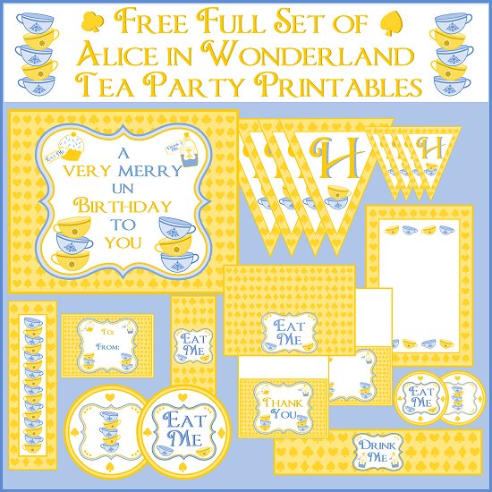 FREE Alice In Wonderland Tea Party Printables | Catch My Party