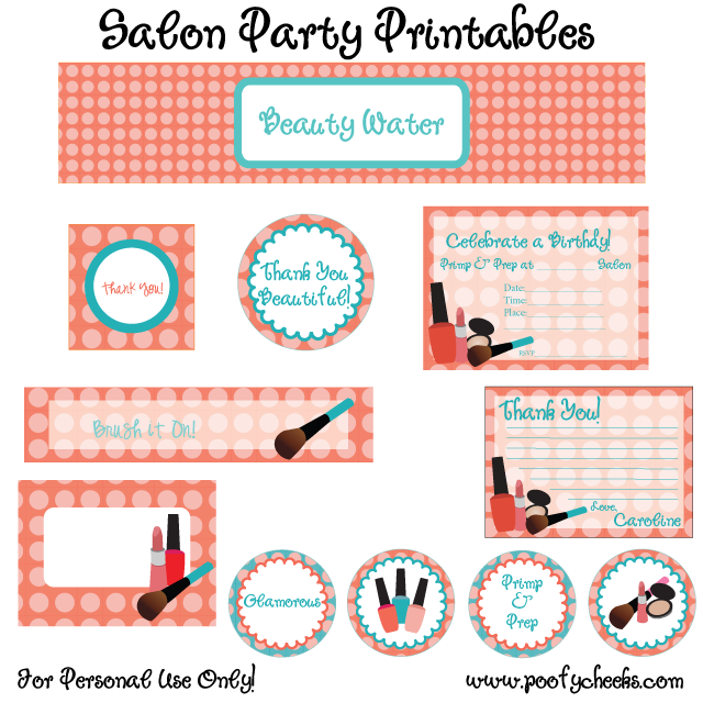 FREE Salon Birthday Party Printables From Poofy Cheeks Catch My Party