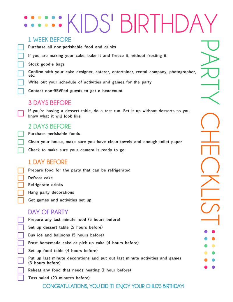 Free Printable Kids Party Planning Checklist Catch My Party