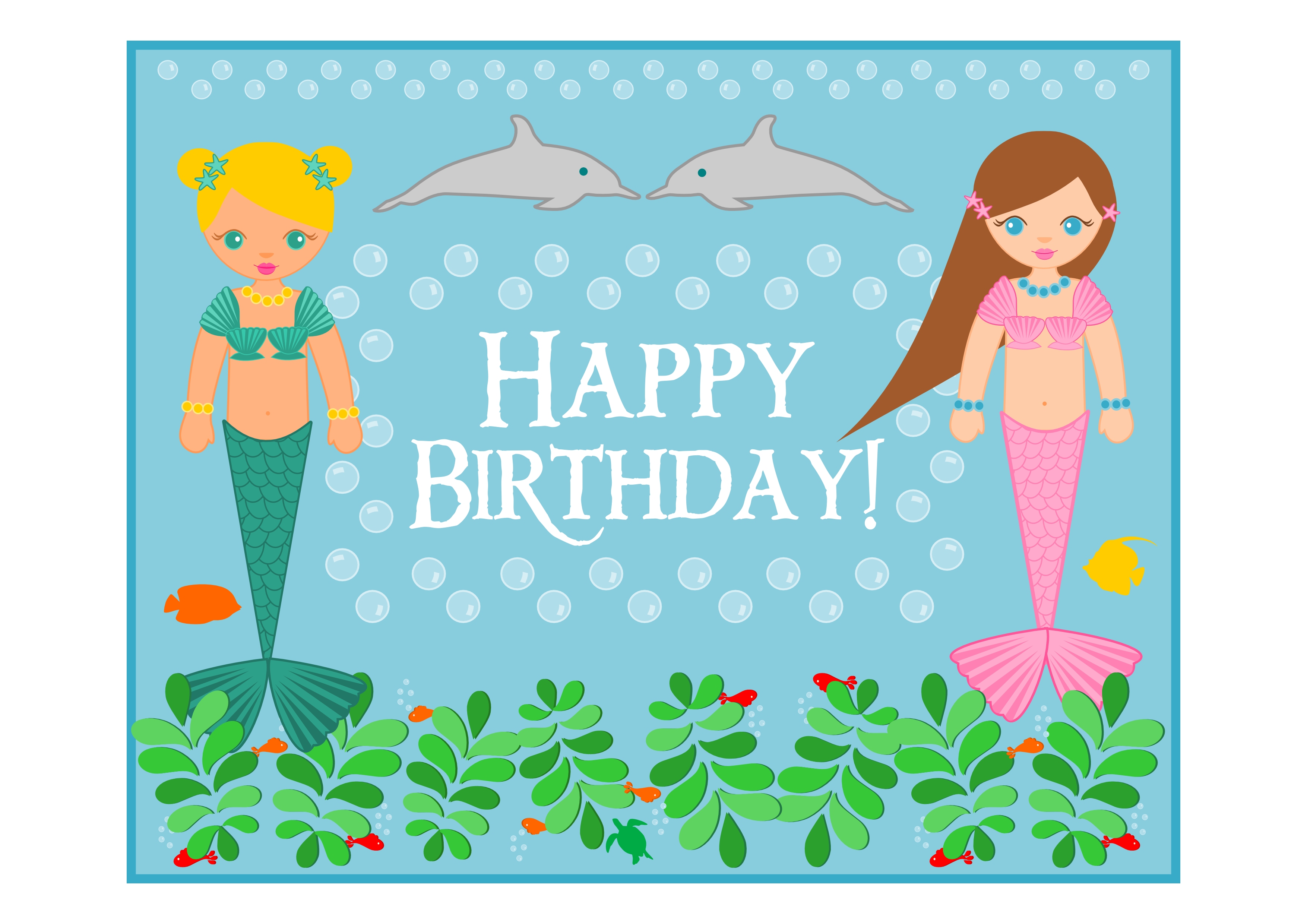 happy birthday mermaid coloring pages