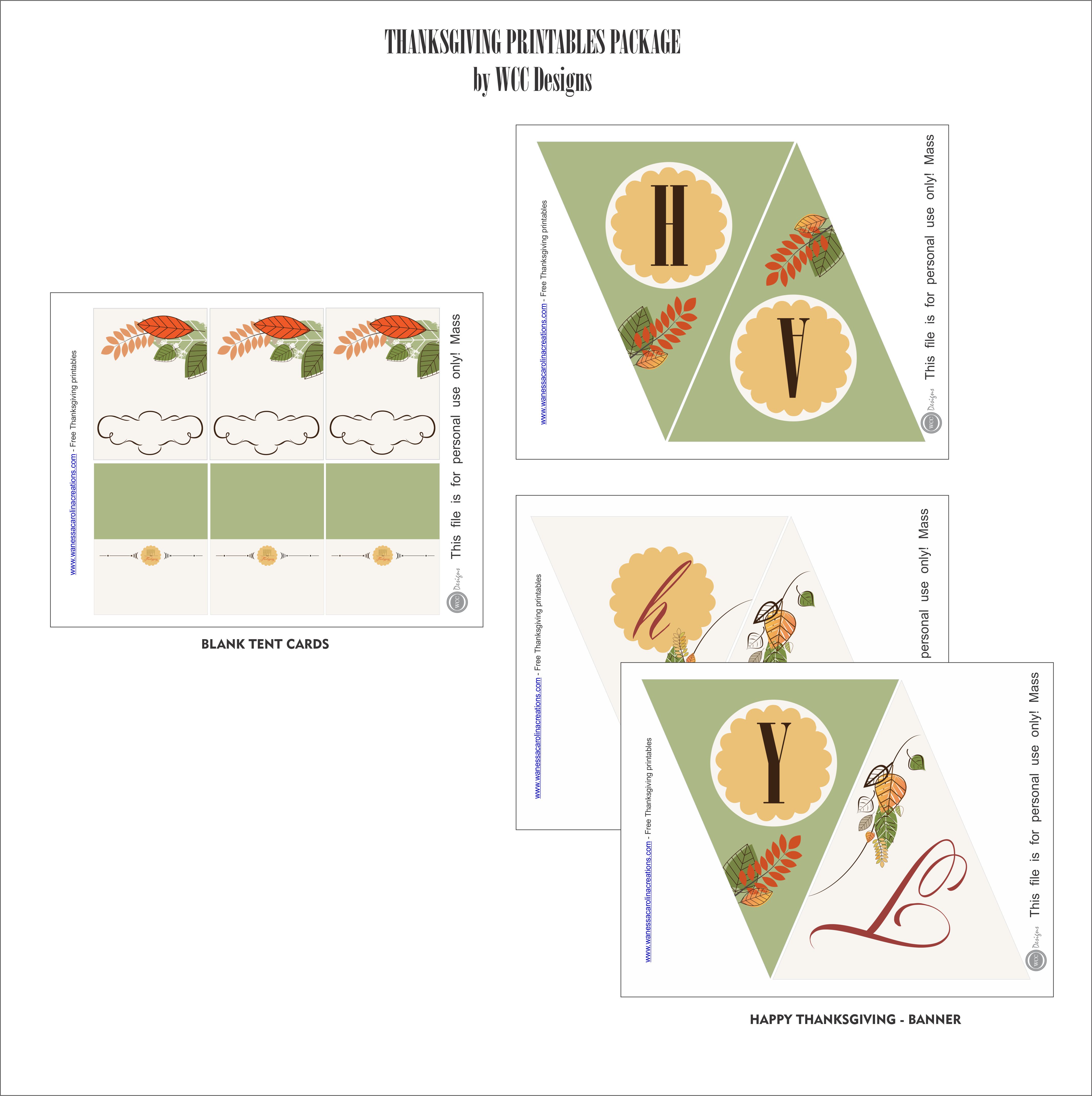 FREE Thanksgiving Printables from WCC Designs Catch My Party