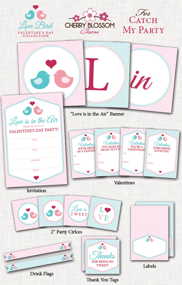 FREE Valentine s Day Party Printables From Cherry Blossom Charm Catch My Party