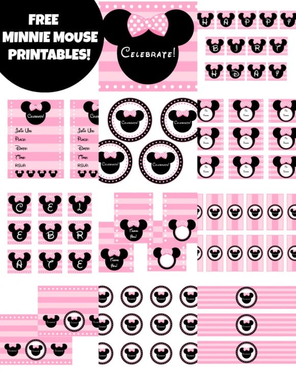 FREE PINK Minnie Mouse Birthday Party Printables | CatchMyParty.com