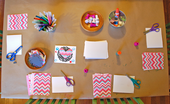 Valentine Card Making Table with Stations