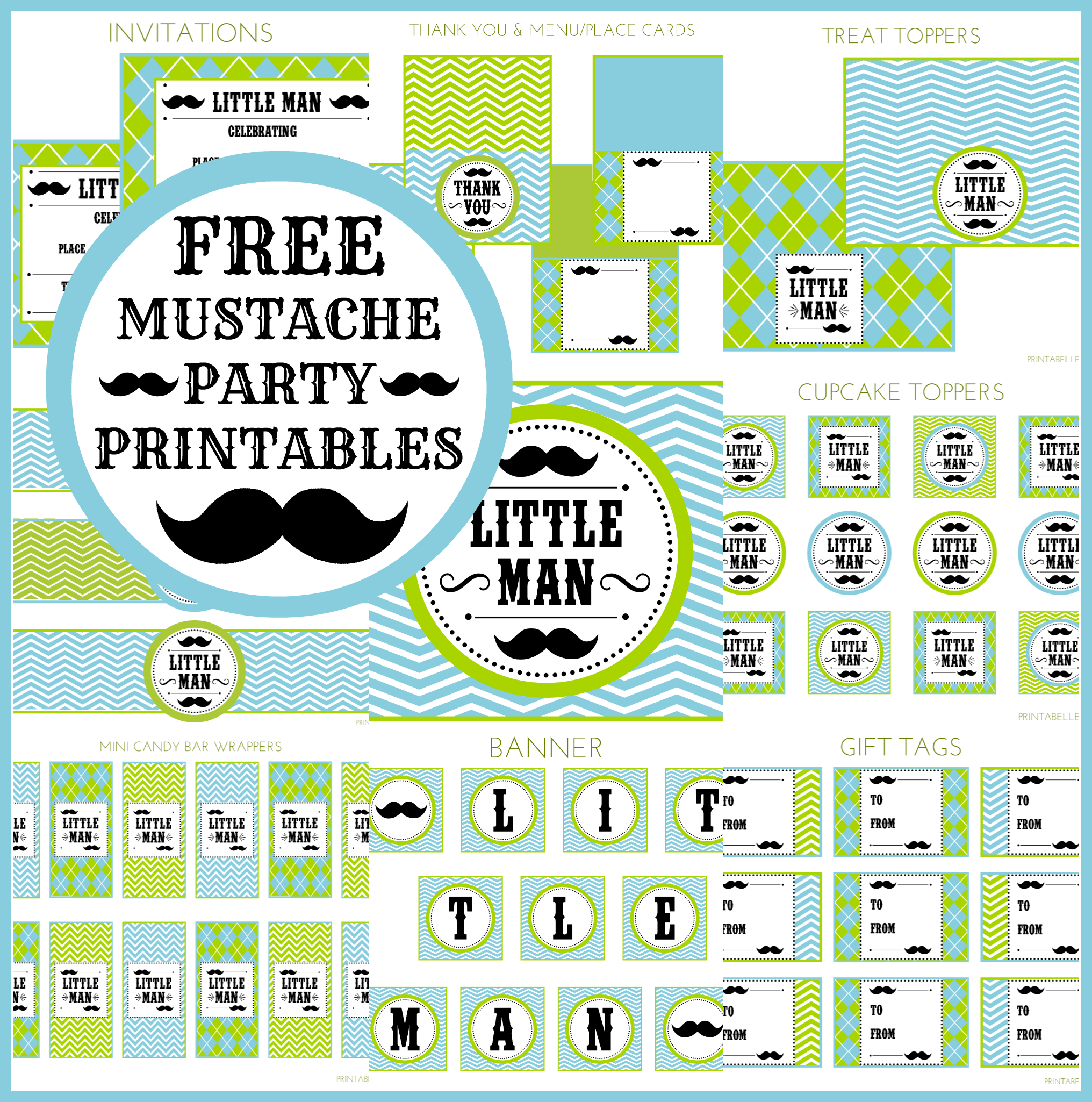 FREE Little Man Mustache Bash Party Printables Catch My Party
