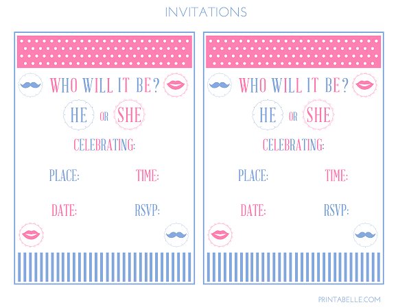 FREE Gender Reveal Baby Shower Party Printables from Printabelle