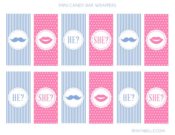 FREE Gender Reveal Candy Bar Wrappers