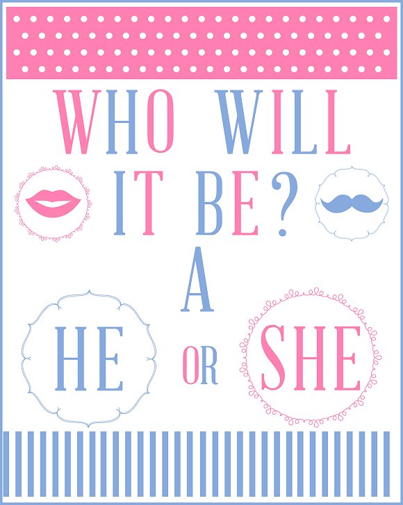 FREE Gender Reveal Baby Shower Party Printables From Printabelle 