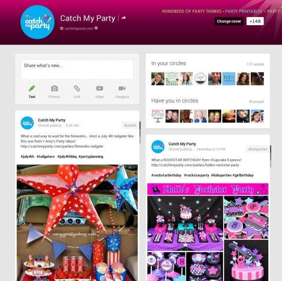 catch-my-party-google+-page