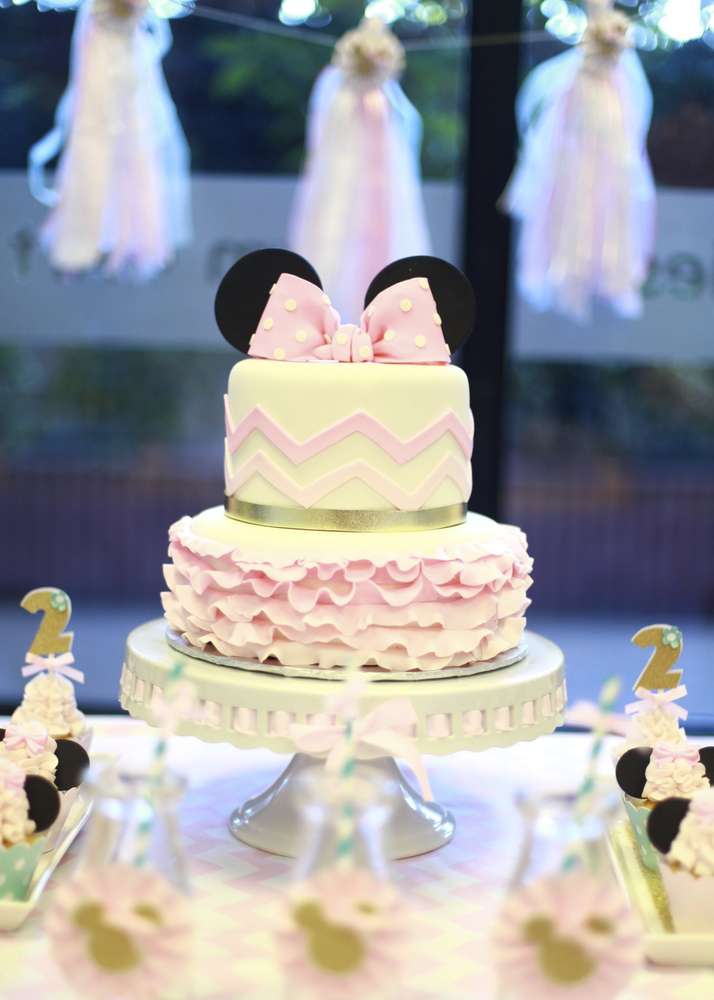 Chevron Minnie Mouse Birthday Cake
