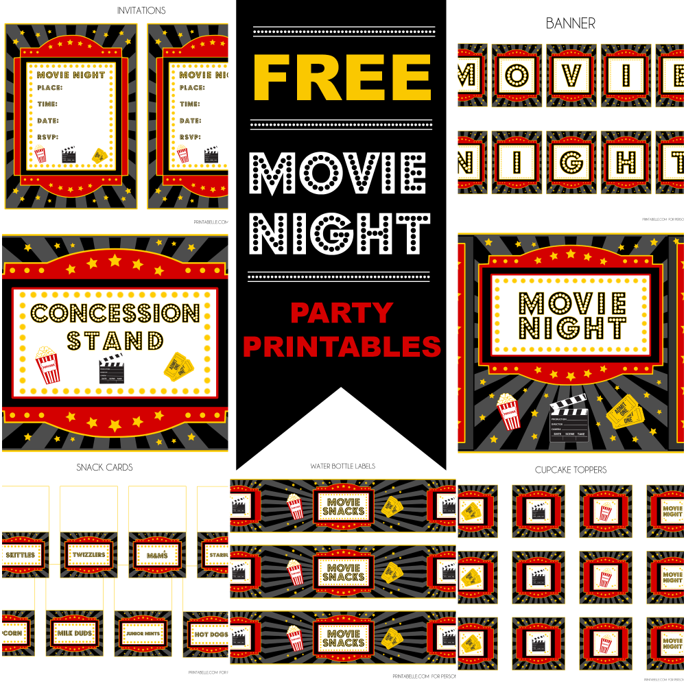 FREE Movie Night Party Printables by Printabelle Catch My Party