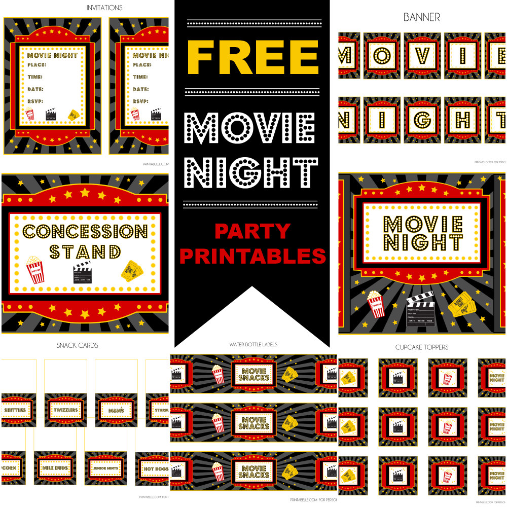 FREE Movie Night Party Printables by Printabelle - Catch ...