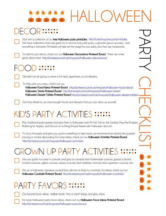 Free Halloween party checklist printable