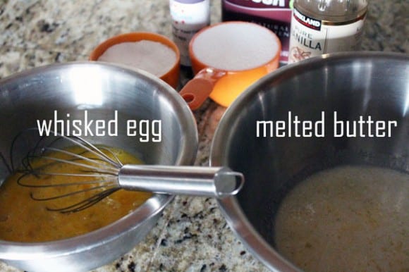 whisked egg & melted butter