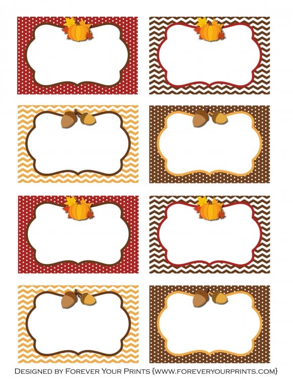 Free printables Thanksgiving food table cards