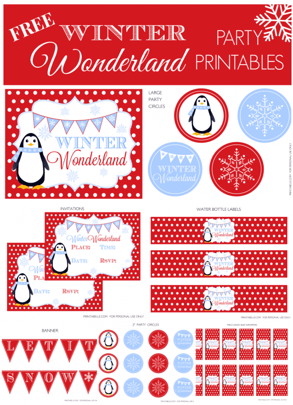 Free Winter Wonderland Party Printables | CatchMyParty.com