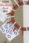 Clothespin Christmas card wreath craft DIY
