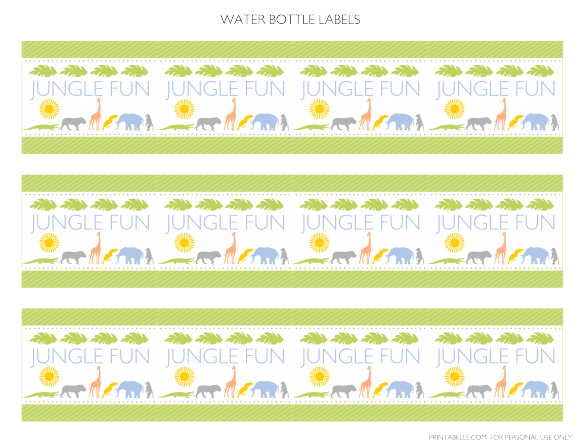 Free Jungle Party Printables - Water Bottle Labels
