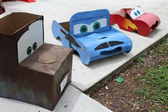 Disney Cars made from cardboard boxes