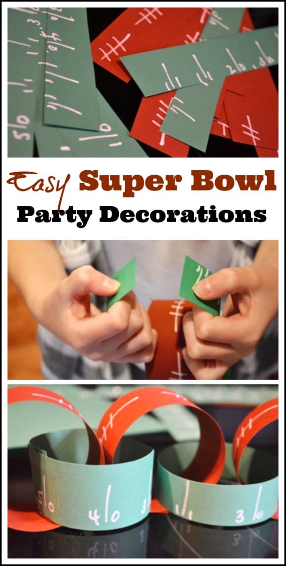 Easy Super Bowl party paper chain decoration