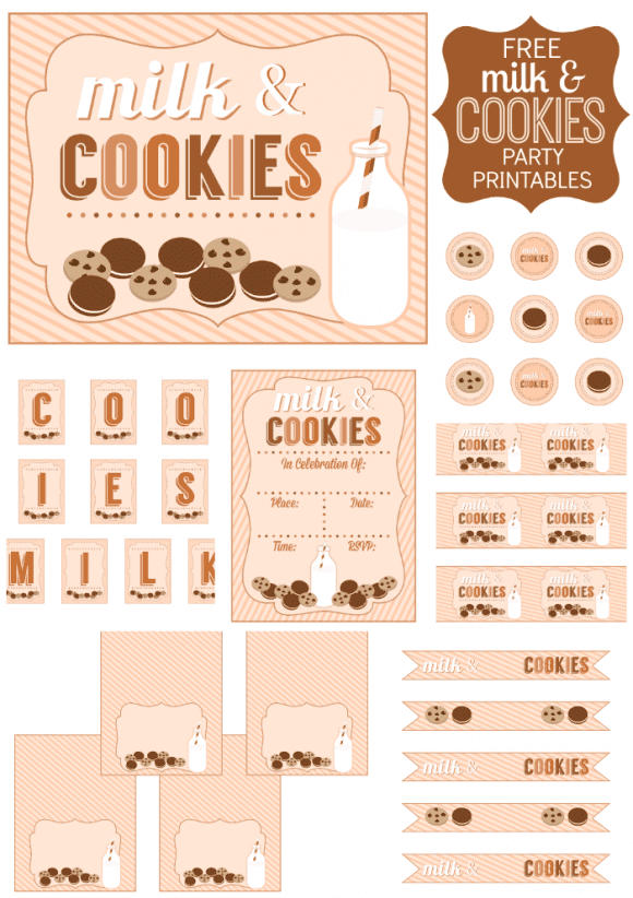 Free Milk and Cookies Party Printables