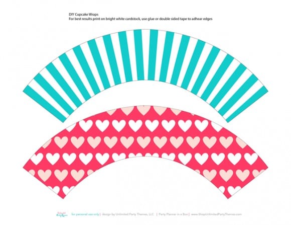 Free Valentine's Day party printables - cupcake wrappers