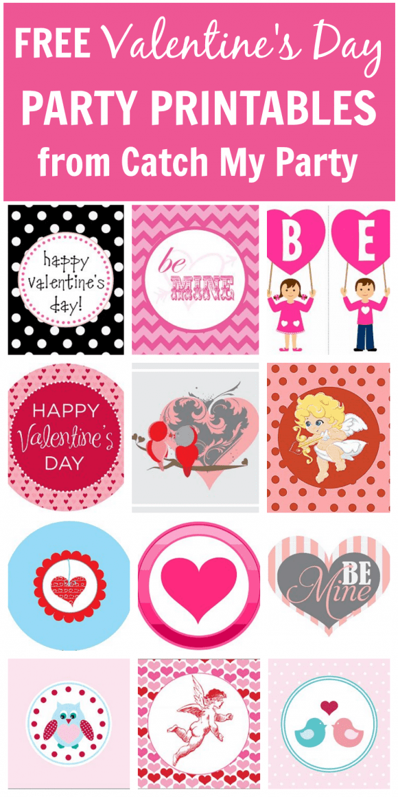 Collections of free printables for your Valentine's Day party! | CatchMyParty.com