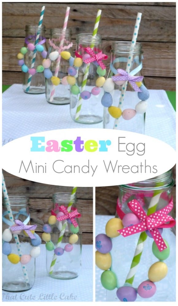 Easter egg mini candy wreath DIY | CatchMyParty.com