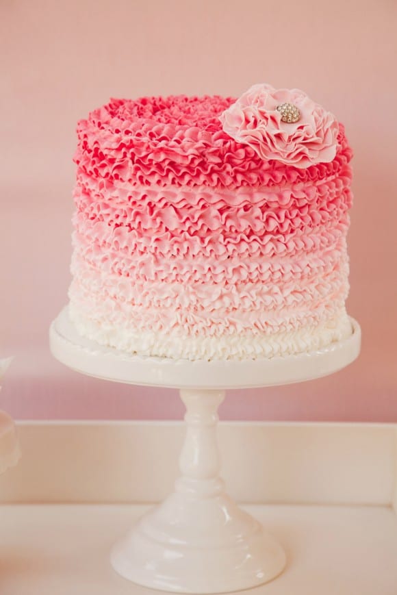 Ombre ruffle cake | CatchMyParty.com