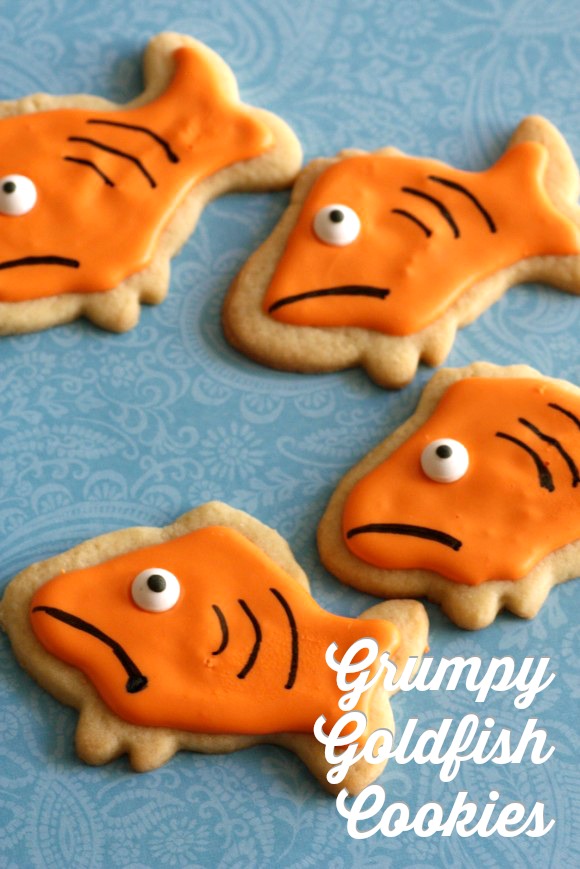 Grumpy goldfish sugar cookies for Grumpy Cat | CatchMyParty.com