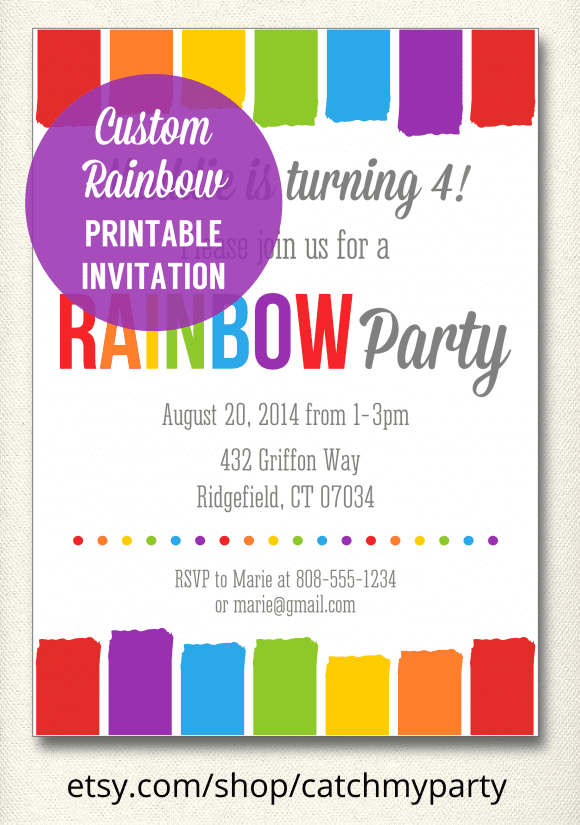 Custom Rainbow Birthday Party Invitation | CatchMyParty.com