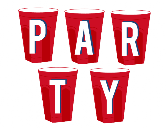 FREE printable Solo Cup 'Party' banner