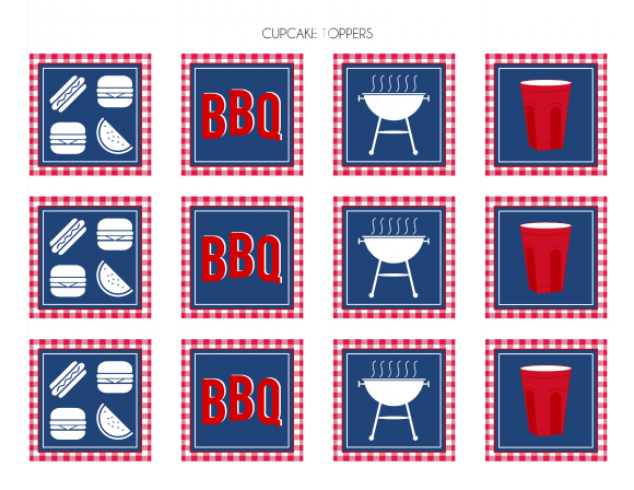 FREE Printable Solo cup BBQ-inspired cupcake toppers