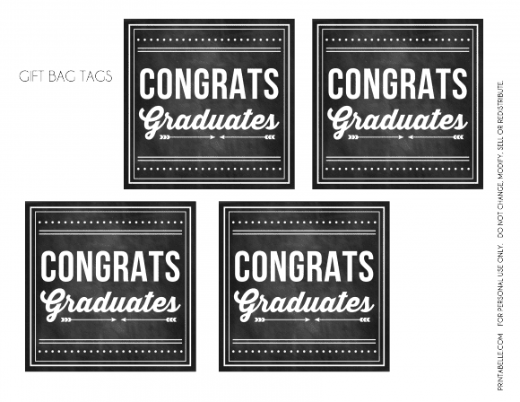 Free Graduation Chalkboard Party Printables - gift bag tags
