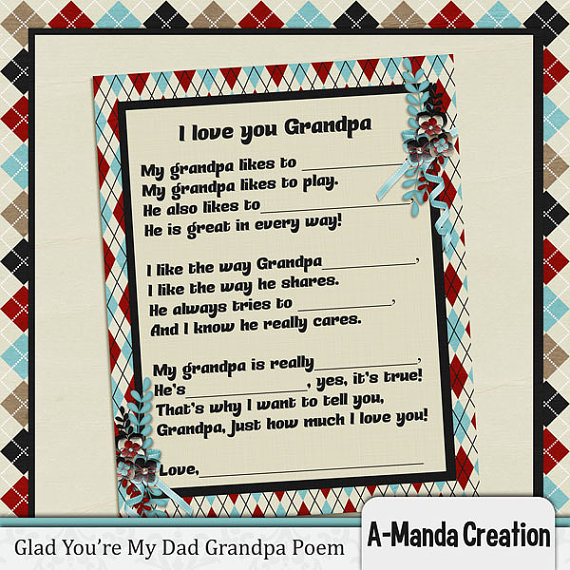 Father's Day Fill in Poem Gift for GRANDPA | CatchMyParty.com