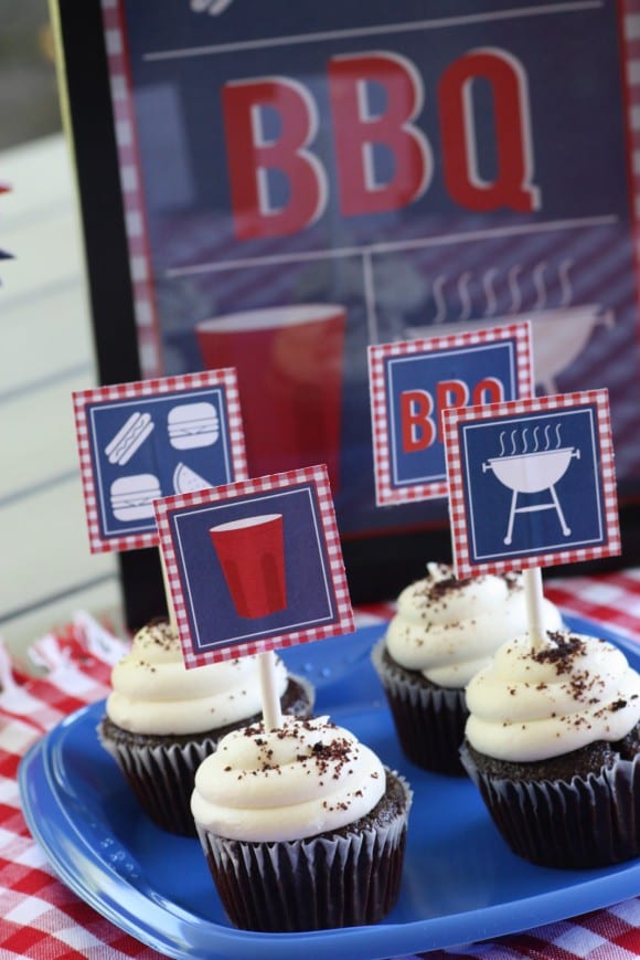 FREE printable Solo cup BBQ-inspired cupcake toppers