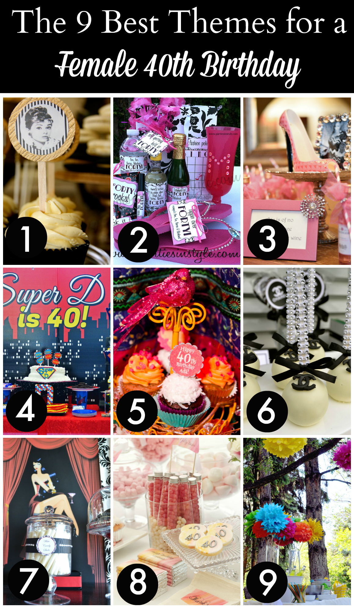 Take a look at the 16 BEST 40th Birthday Themes for Women! Catch My Party