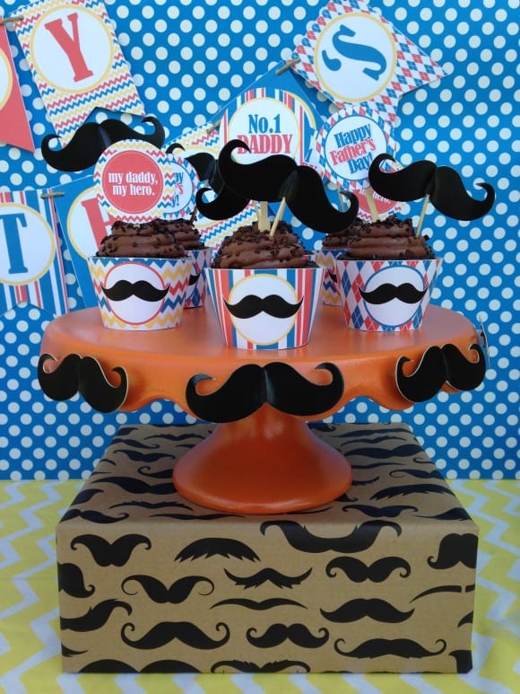 Father's Day Party Mustache Cupcakes! | CatchMyParty.com