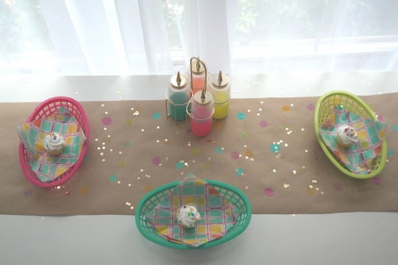 DIY Craft Paper Polka Dot Table Runner | CatchMyParty.com