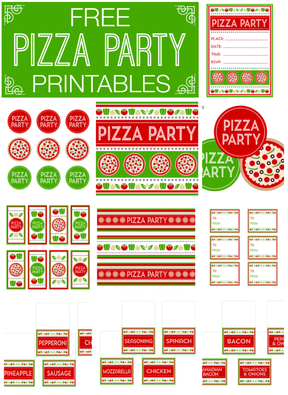 Free Pizza Party Printables | CatchMyParty.com