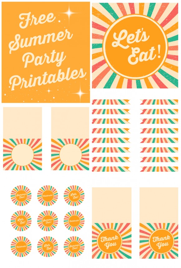 Free retro summer party printables! | CatchMyParty.com
