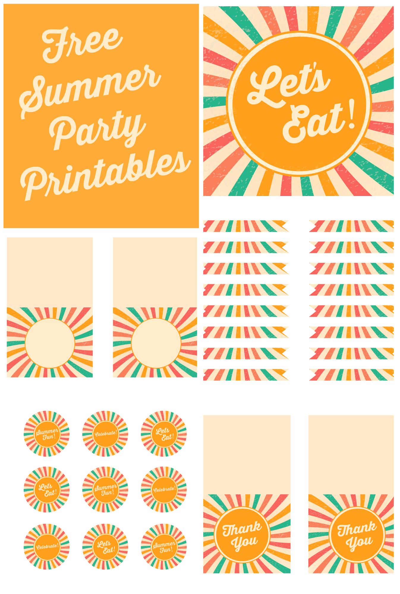 Free Summer Party Printables | CatchMyParty.com - The Catch My Party ...